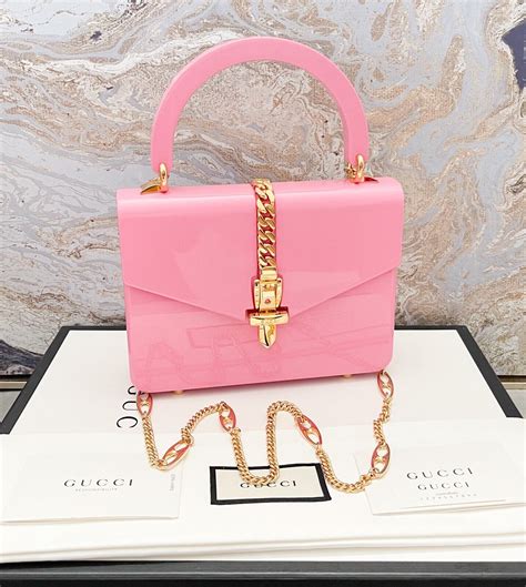 gucci sylvie mini pink|Gucci mini sylvie top handle.